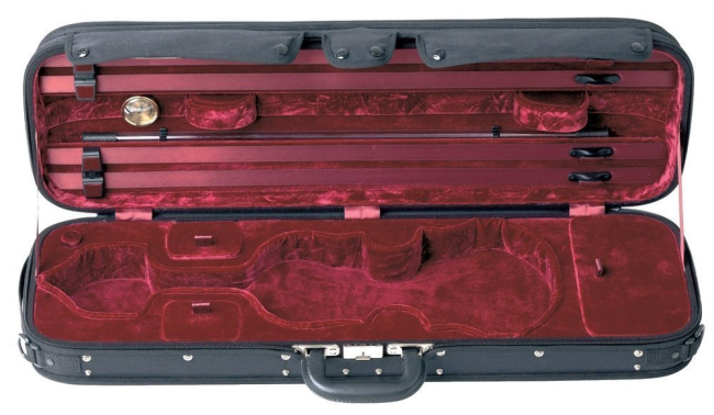 GEWA Maestro Violin Case Oblong, black / red