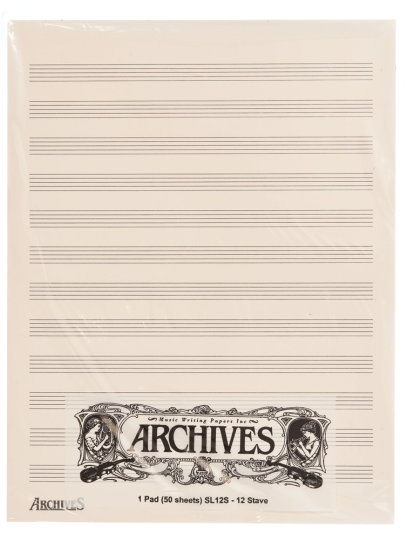 Manuscript Paper 12 Stave - 50 Sheets 